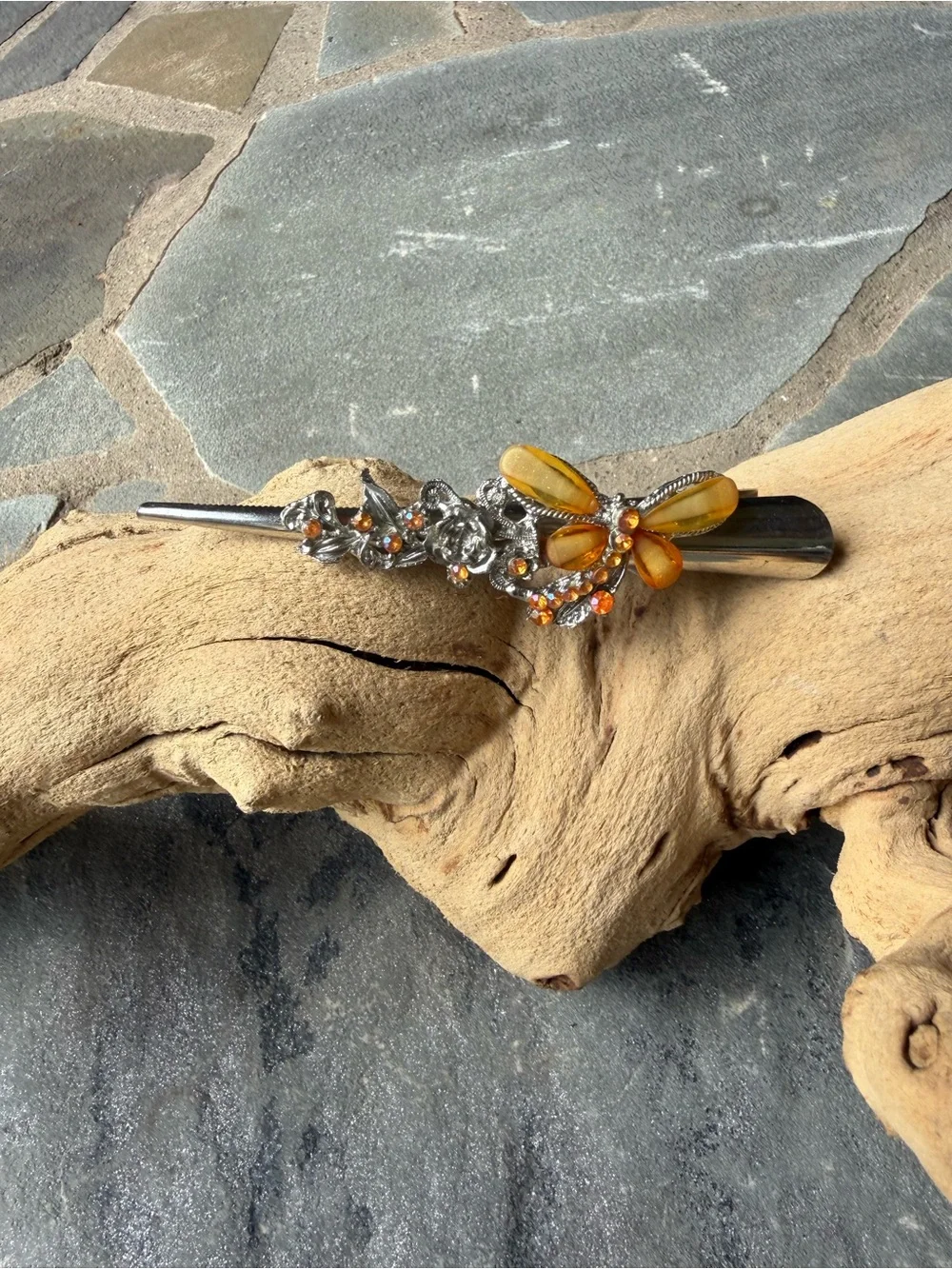 New🌟Anthropologie-Yellow Floral Crystal Hair Barrette